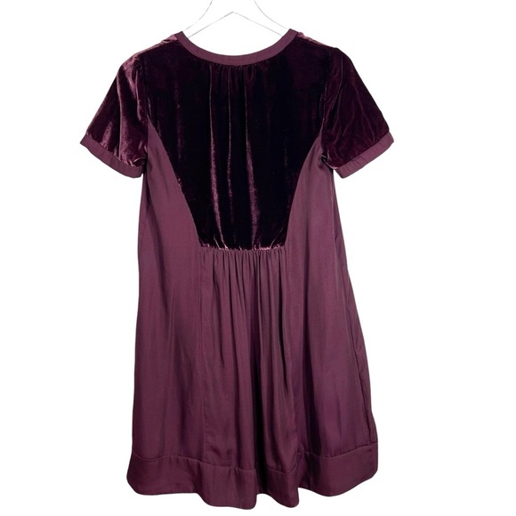 MAEVE Ingrid Plum colored Velvet Trimmed Short Sleeve Mini Dress Size XS - Picture 6 of 10